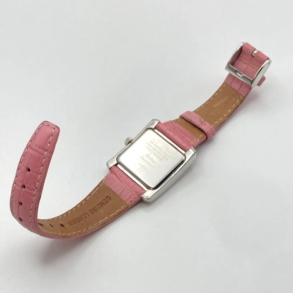 Sterling Signatures Women's Watch 28mm Silver 925 MOP Dial Leather New Battery